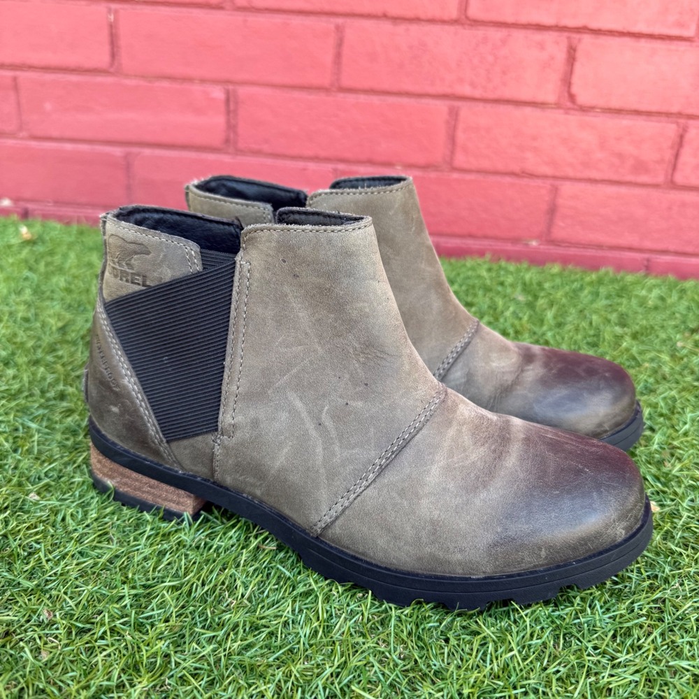 Sorel Emelie Chelsea Boots Womens 5.5 Waterproof Quarry Leather NL2671-053‎